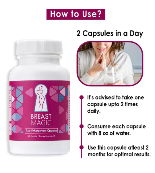 Breast Magic Breast Enhancement Capsule for Naturally Fuller & Toned Breasts - 60 Caps in Pakistan