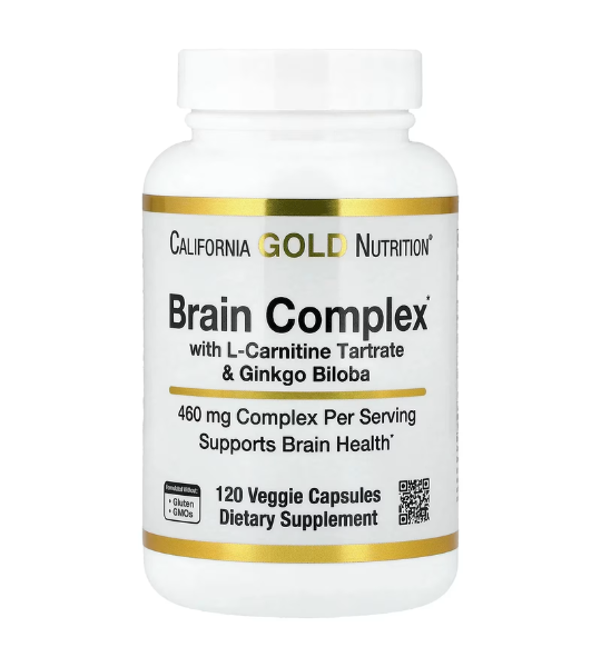 California Gold Nutrition, Brain Complex with L-Carnitine, Ginkgo Biloba 120 Capsules in Pakistan