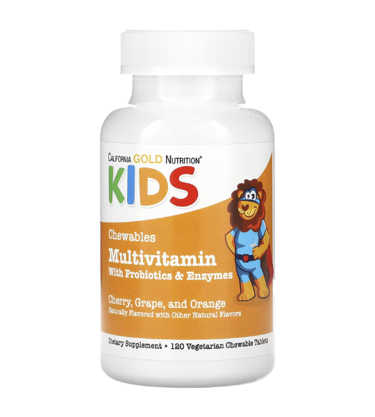 California Gold Nutrition, Chewable Multivitamins with Probiotics, Enzymes 120 Tablets in Pakistan