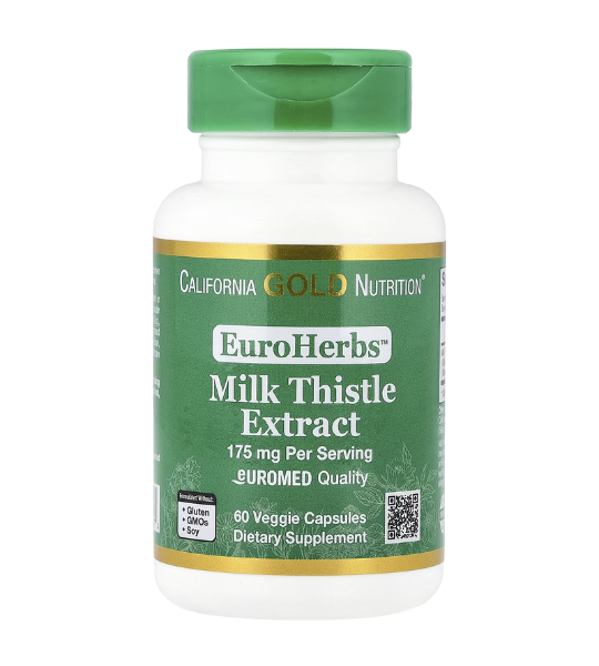 California Gold Nutrition, EuroHerbs, Milk Thistle Extract, 175 mg, 60 Veggie Capsules in Pakistan