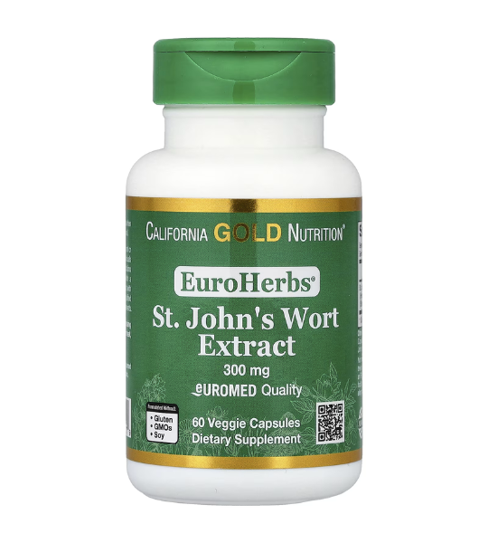 California Gold Nutrition, EuroHerbs™, St. John's Wort Extract, Euromed Quality, 300 mg, 60 Veggie Capsules in Pakistan