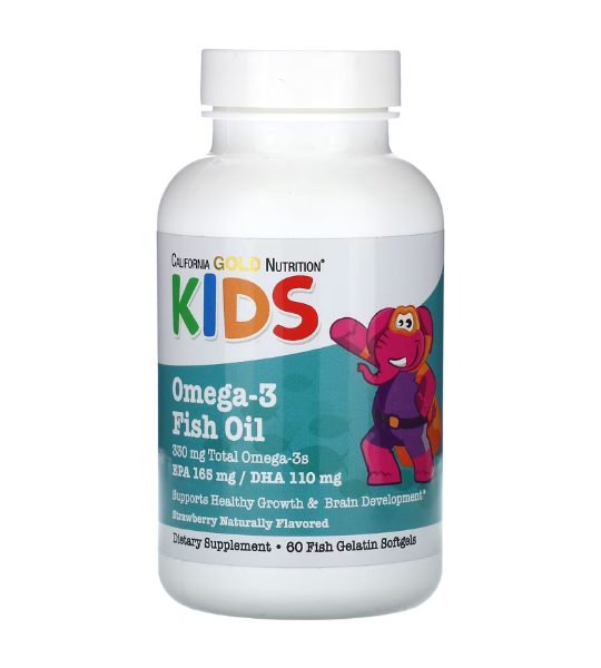 California Gold Nutrition, Kid’s Omega-3 Fish Oil, Natural Strawberry, 60 Fish Gelatin Softgels in Pakistan