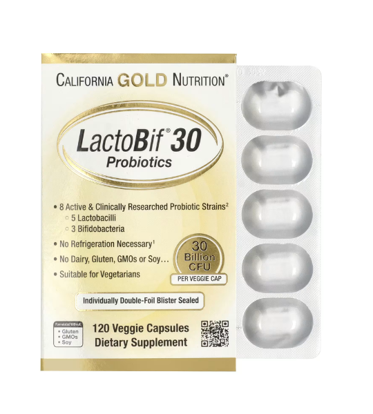California Gold Nutrition, LactoBif® 30 Probiotics, 30 Billion CFU, 120 Capsules in Pakistan
