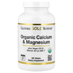 California Gold Nutrition, Organic Calcium & Magnesium Plus D3 & K2, 180 Tablets in Pakistan