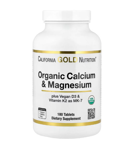 California Gold Nutrition, Organic Calcium & Magnesium Plus D3 & K2, 180 Tablets in Pakistan