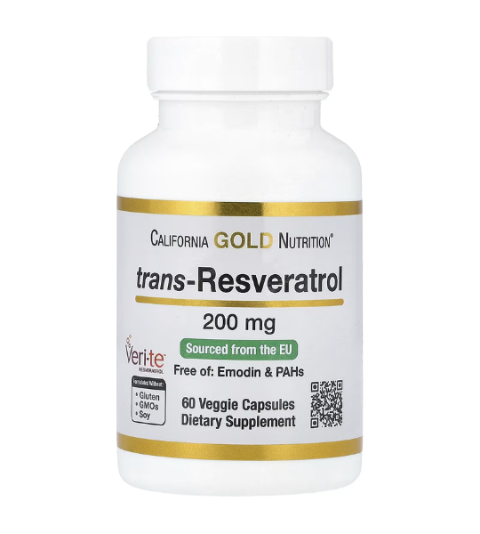 California Gold Nutrition, Trans-Resveratrol, 200 mg, 60 Veggie Capsules in Pakistan