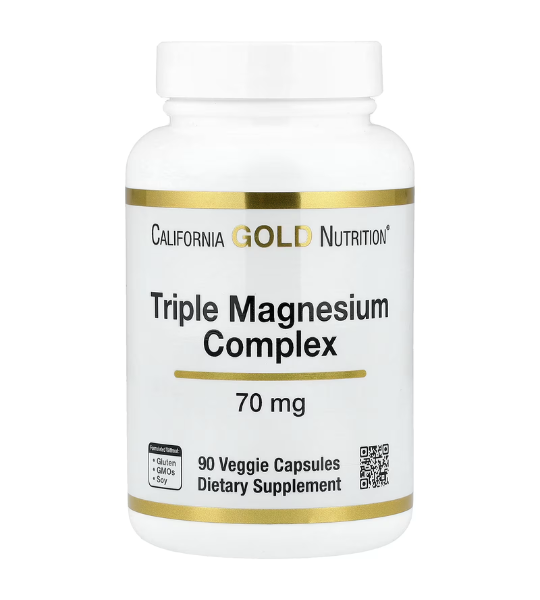 California Gold Nutrition, Triple Magnesium Complex, 70 mg, 90 Veggie Capsules in Pakistan