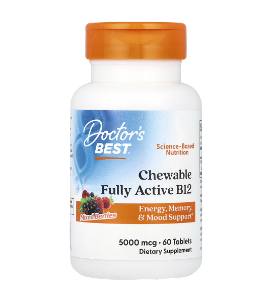 Doctor's Best, Chewable Fully Active B12, Mixed Berries, 5,000 mcg, 60 Tablets in Pakistan