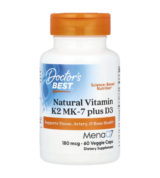 Doctor's Best, Natural Vitamin K2 MK-7 Plus D3, 180 mcg, 60 Veggie Caps in Pakistan