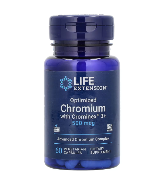 Life Extension, Optimized Chromium with Crominex 3+, 500 mcg, 60 Vegetarian Capsules in Pakistan