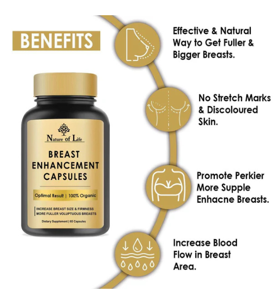 Nature of Life Breast Enhancement Capsule - For Fuller Enhance Breast Size - 60 Caps in Pakistan