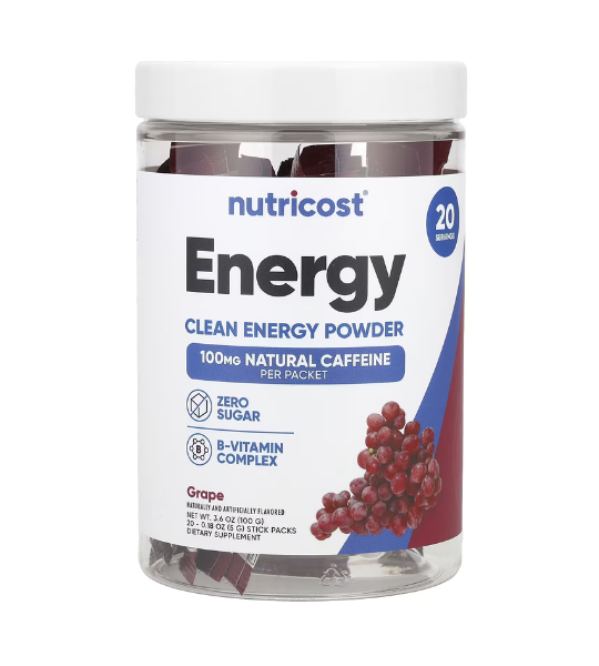 Nutricost, Energy, Clean Energy Powder, Grape, 20 Stick Packs, 0.18 oz (5 g) Each in Pakistan