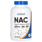 Nutricost, NAC, Vegan N-Acetyl L-Cysteine, 600 mg, 180 Capsules in Pakistan