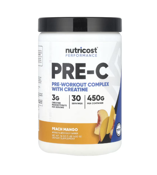 Nutricost, Performance, Pre-C, Pre-Workout Complex With Creatine, Peach Mango, 1 lb (450 g) in Pakistan