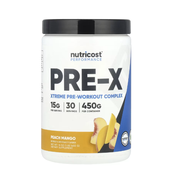 Nutricost, Performance, Pre-X, Xtreme Pre-Workout Complex, Peach Mango, 1 lb (450 g) in Pakistan