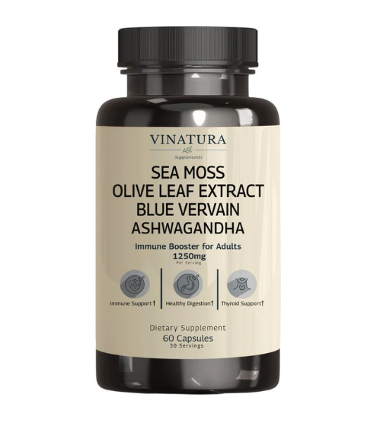 VINATURA Sea Moss, Blue Vervain, Olive Leaf Extract, Ashwagandha 1250mg Capsules in Pakistan